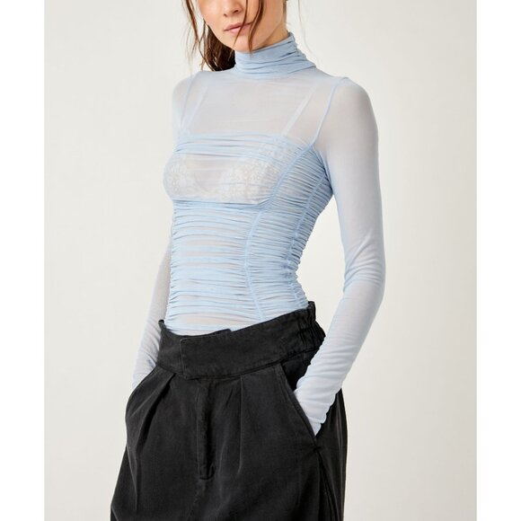 🎉LAST CHANCE🎉 FREE PEOPLE Under It All Bodysuit / Silver Blues - Picture 4 of 7